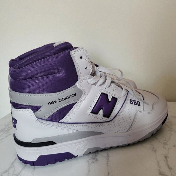 NEW BALANCE US size 10.5 Men's White/Purple - basketball 650 - Picture 4 of 5